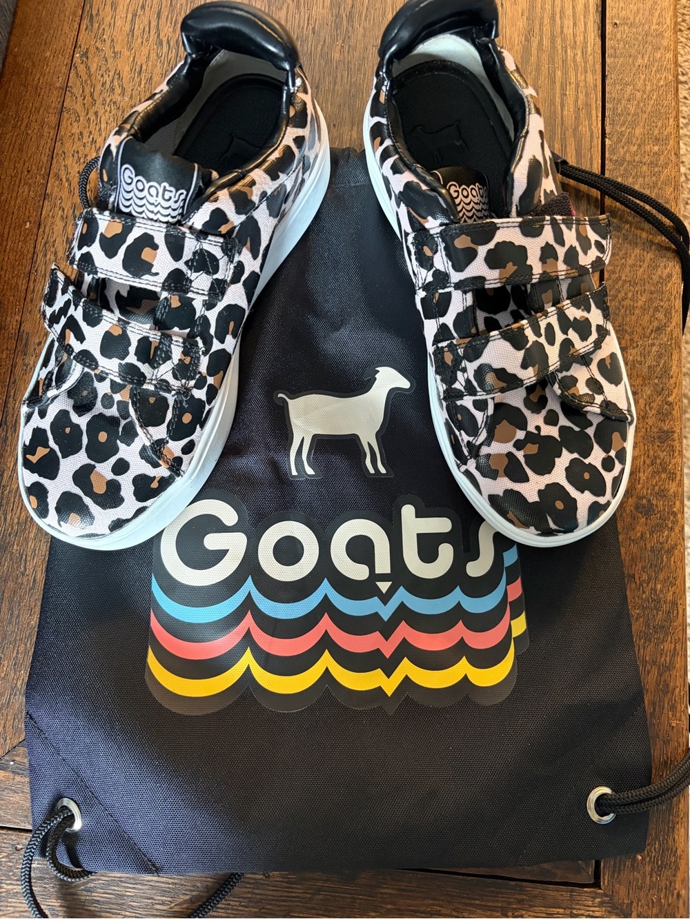 Goats Women’s Leopard Print Velcro Sneakers in Black & Brown